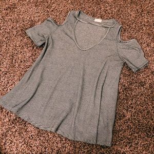 Caution to the Wind striped choker blouse